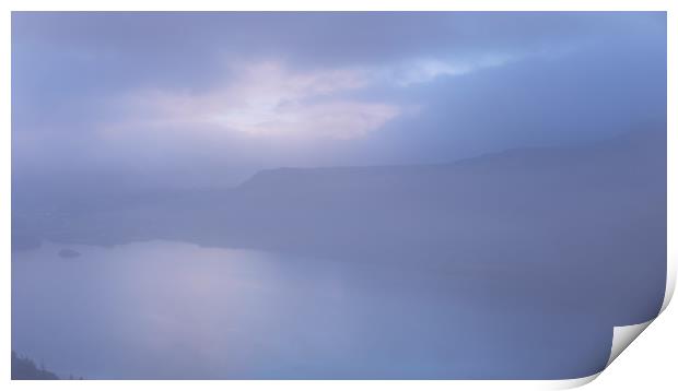 Derwentwater pastel mist sunset Print by Greg Marshall