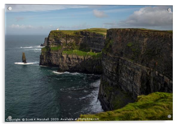 Cliffs of Moher Sunshine Acrylic by Scott K Marshall