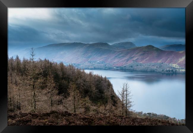 Derwentwater advancing storm clouds Lake District Framed Print by Greg Marshall