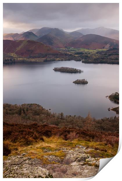 View to Cat Bells, Newlands Horseshoe Wainrights, Print by Greg Marshall
