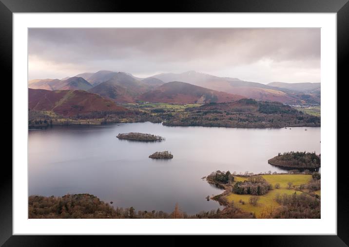 View to Cat Bells and surrounding Wainrights, Kesw Framed Mounted Print by Greg Marshall