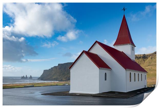 Church at Vik, Iceland Print by Greg Marshall