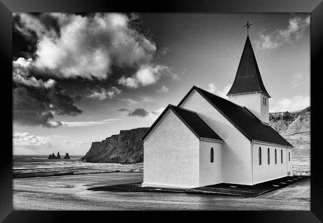 Church at Vik, Iceland Mono Framed Print by Greg Marshall