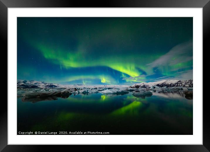 Green Nights in Iceland Framed Mounted Print by Daniel Lange