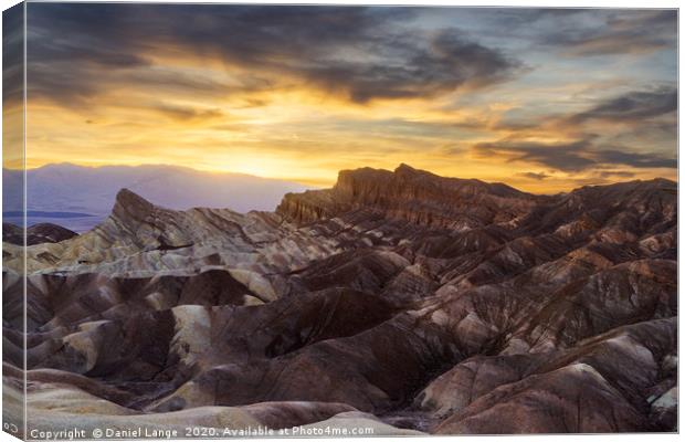 Zabriskie Point in the Death Valley at sunset Canvas Print by Daniel Lange