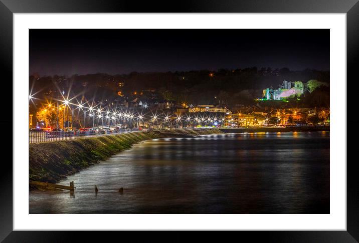 Oystermouth promenade by night Framed Mounted Print by Leighton Collins