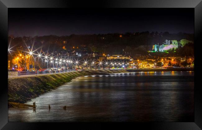 Oystermouth promenade by night Framed Print by Leighton Collins