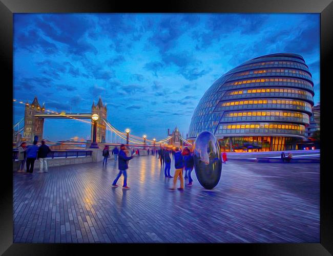 Tower Bridge In Art Framed Print by Clive Eariss