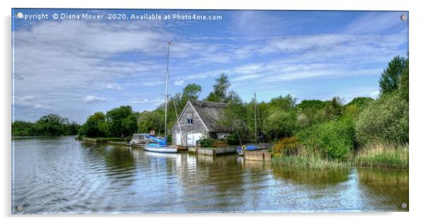 The River Waveney Suffolk Acrylic by Diana Mower