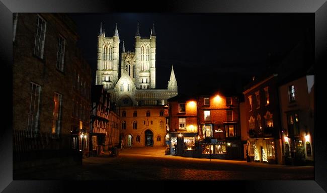Lincoln Cathedral at Night Framed Print by Jon Fixter