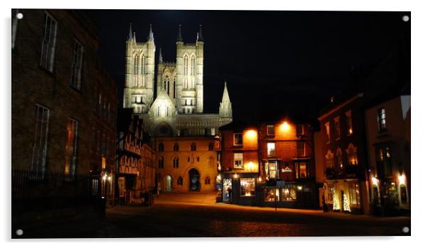 Lincoln Cathedral at Night Acrylic by Jon Fixter