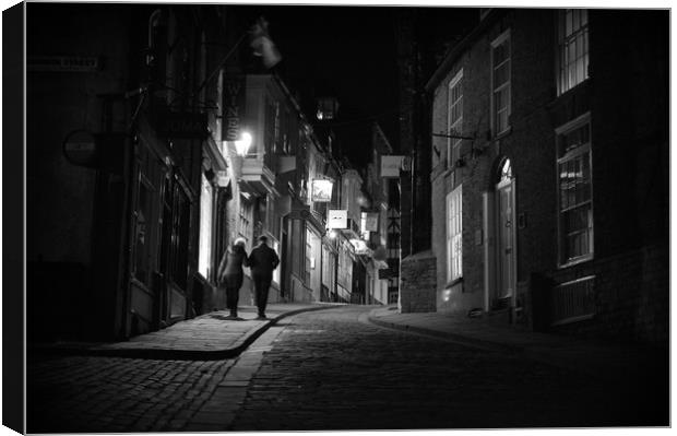 A walk at Night   up steep hill Lincoln Canvas Print by Jon Fixter