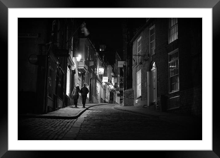A walk at Night   up steep hill Lincoln Framed Mounted Print by Jon Fixter