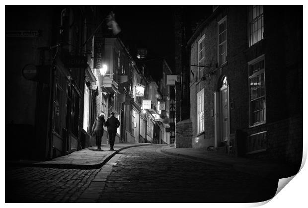 A walk at Night   up steep hill Lincoln Print by Jon Fixter
