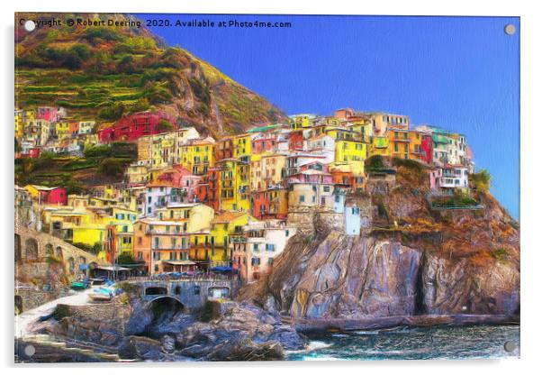 Manarola Cinque Terre Italy Acrylic by Robert Deering