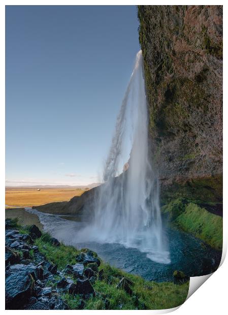 Seljalandsfoss waterfall Iceland Print by Greg Marshall