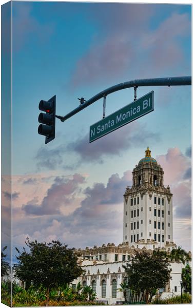 Beverly Hills City Hall from Santa Monica Blvd Canvas Print by Darryl Brooks
