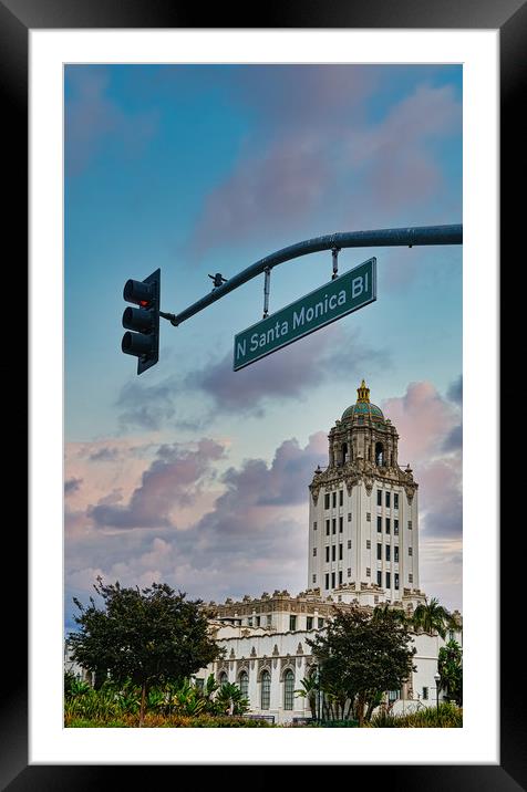 Beverly Hills City Hall from Santa Monica Blvd Framed Mounted Print by Darryl Brooks