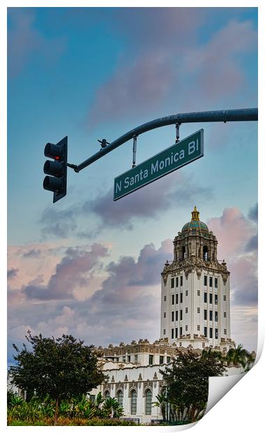 Beverly Hills City Hall from Santa Monica Blvd Print by Darryl Brooks