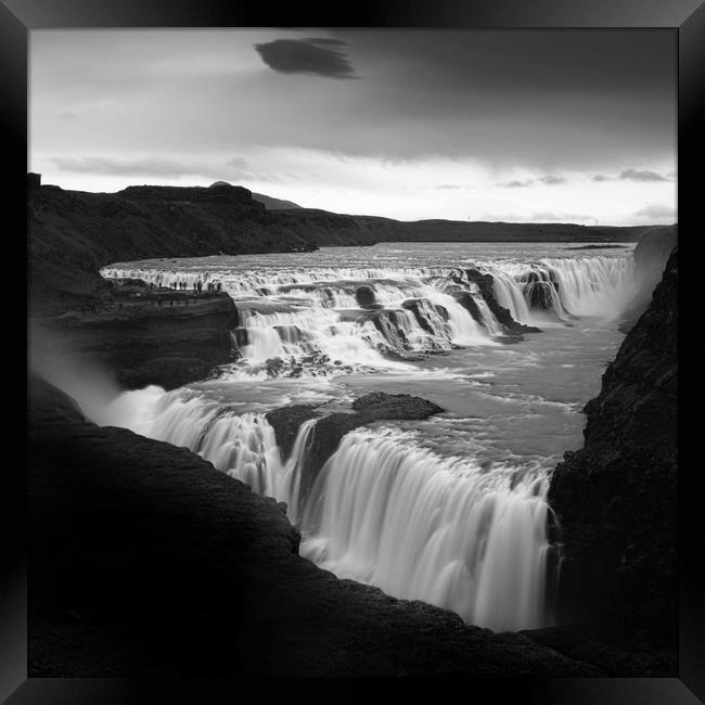 Gullfoss waterfall Iceland Mono timelapse Framed Print by Greg Marshall