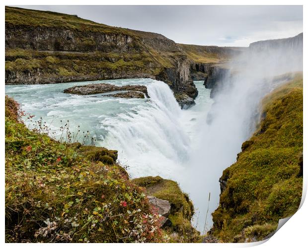 Gullfoss waterfall Iceland Print by Greg Marshall