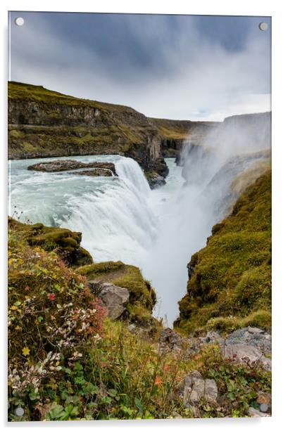 Gullfoss waterfall Iceland Acrylic by Greg Marshall