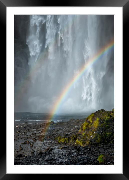 Skogafoss Rainbow waterfall Framed Mounted Print by Greg Marshall