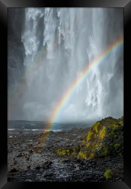 Skogafoss Rainbow waterfall Framed Print by Greg Marshall