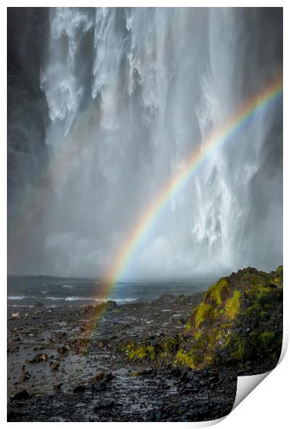 Skogafoss Rainbow waterfall Print by Greg Marshall