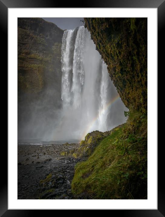 Skogafoss Rainbow waterfall Framed Mounted Print by Greg Marshall