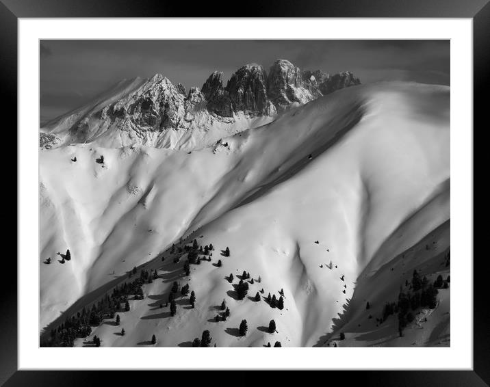 Curves and edges: Dolomites in winter  Framed Mounted Print by Andy Armitage
