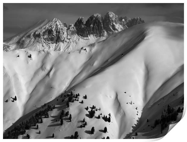 Curves and edges: Dolomites in winter  Print by Andy Armitage
