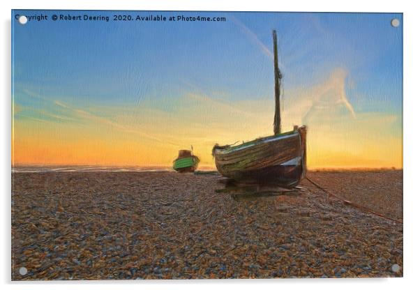 Abandoned and shipwrecked boats on Dungeness beach Acrylic by Robert Deering