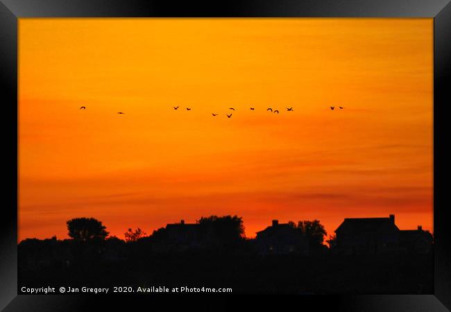 Sunset at Cape Cod Framed Print by Jan Gregory