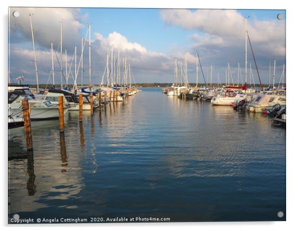 Sailing Boats in Mariehamn Harbour, Aland Acrylic by Angela Cottingham