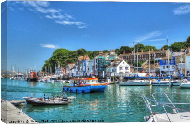 The Harbour In Summer Canvas Print by Nicola Clark