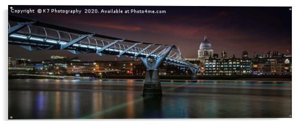 St Pauls Cathedral and Millennium Bridge Panoramic Acrylic by K7 Photography