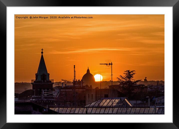 Sunset over the Vatican. Framed Mounted Print by John Morgan