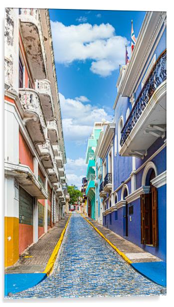 Cobblestone Street in Old San Juan Acrylic by Darryl Brooks