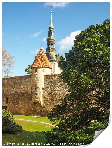 Towers in Tallinn Print by Angela Cottingham