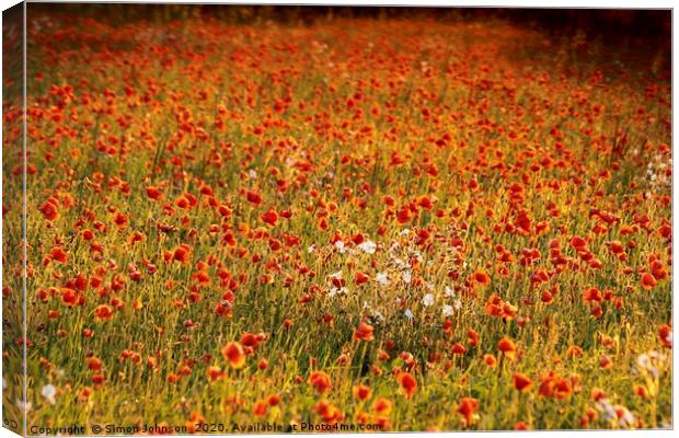 impressionist image of poppy field Canvas Print by Simon Johnson