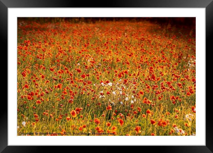 impressionist image of poppy field Framed Mounted Print by Simon Johnson