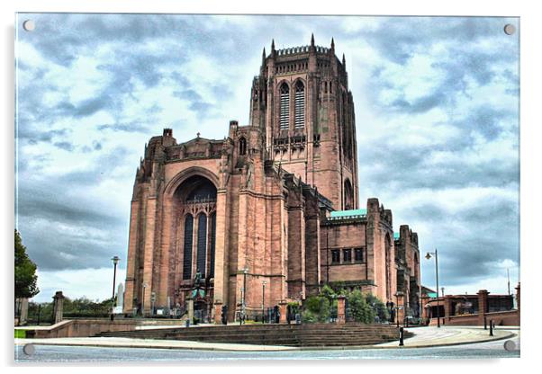 Liverpool Anglican Cathedral Uk Acrylic by Irene Burdell