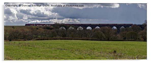 Galatea steam train crossing Huckford viaduct Acrylic by Duncan Savidge