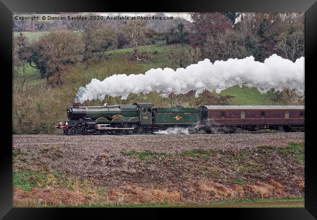 Clun Castle steam train Winter steam near Bath Framed Print by Duncan Savidge