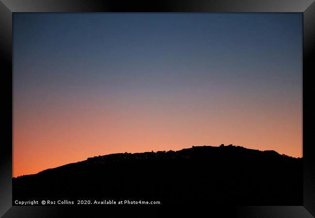 Marvão Silhouetted against the Evening Sky Framed Print by Roz Collins