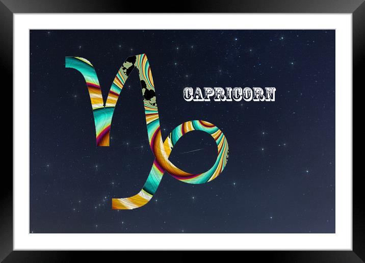 Capricorn Framed Mounted Print by Steve Purnell