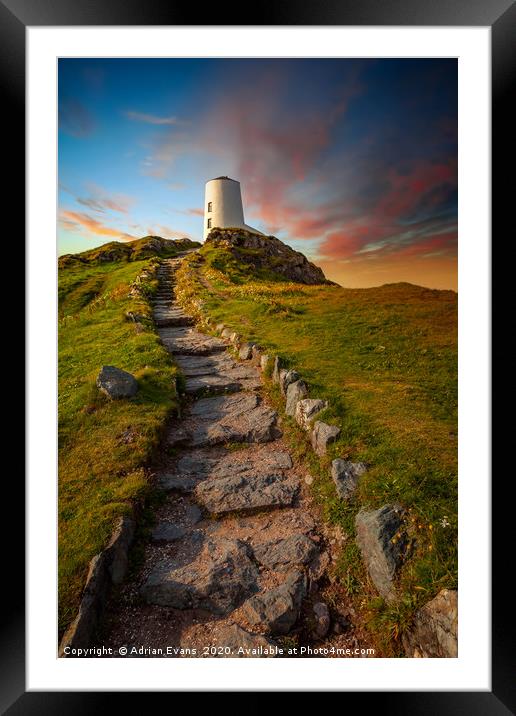 Llanddwyn Tower Anglesey Framed Mounted Print by Adrian Evans