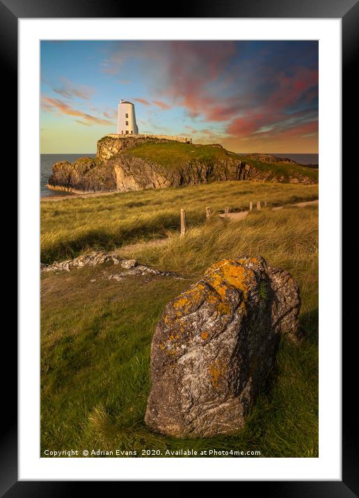 Llanddwyn Tower Anglesey Wales Framed Mounted Print by Adrian Evans