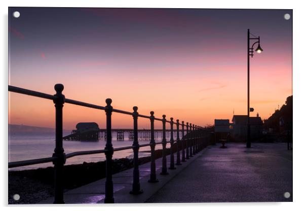 Dawn at Mumbles pier Acrylic by Leighton Collins